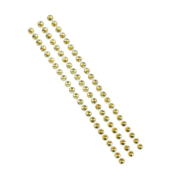 Rhinestone Stud Stickers, 1/2-Inch, 3-Strips, Gold