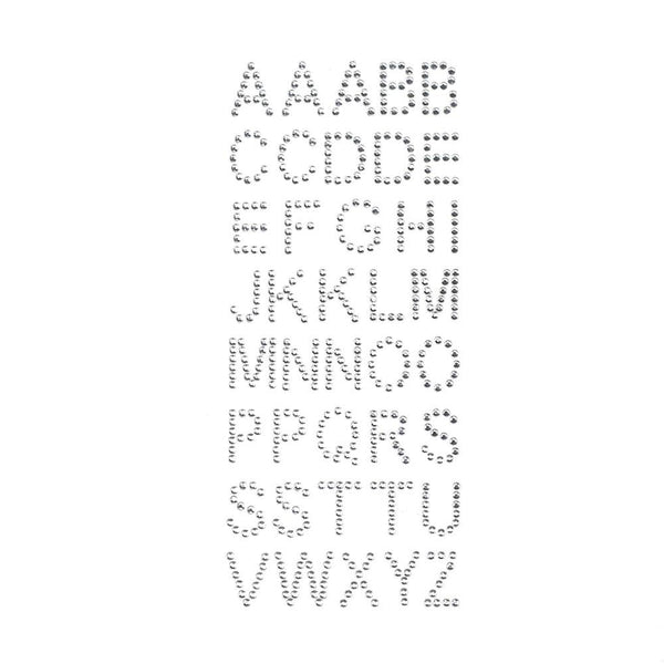 Alphabet Letters Rhinestone Stickers, White, 3/4-Inch, 40-Piece