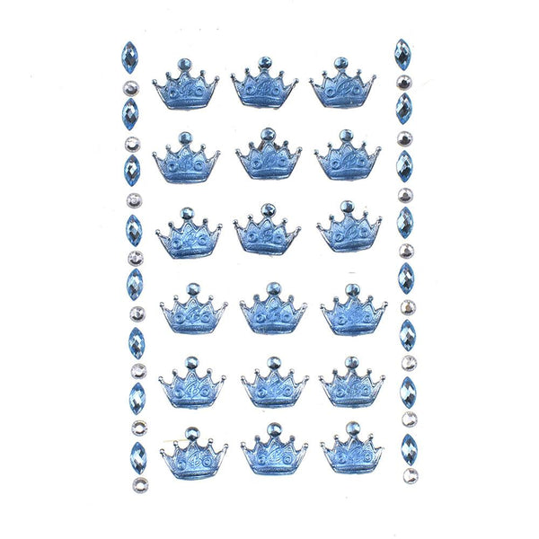 Acrylic Crown Stickers, Blue, 3/4-Inch, 8-Strips