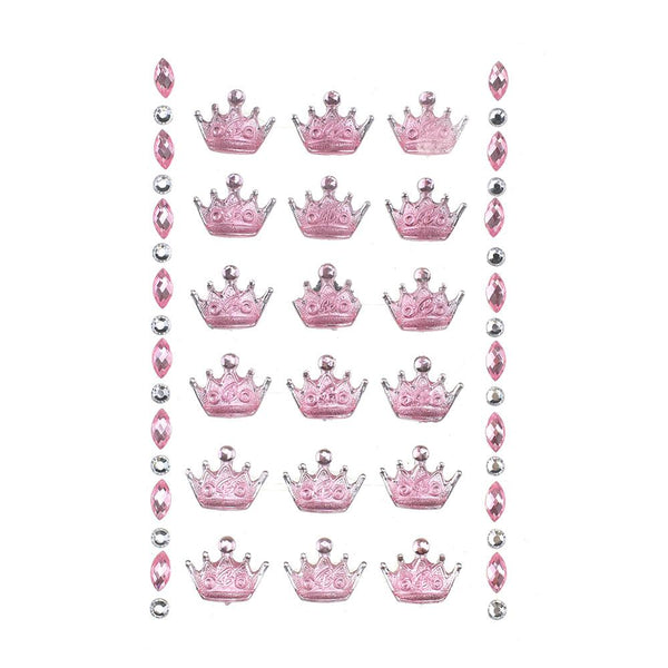 Acrylic Crown Stickers, Pink, 3/4-Inch, 8-Strips