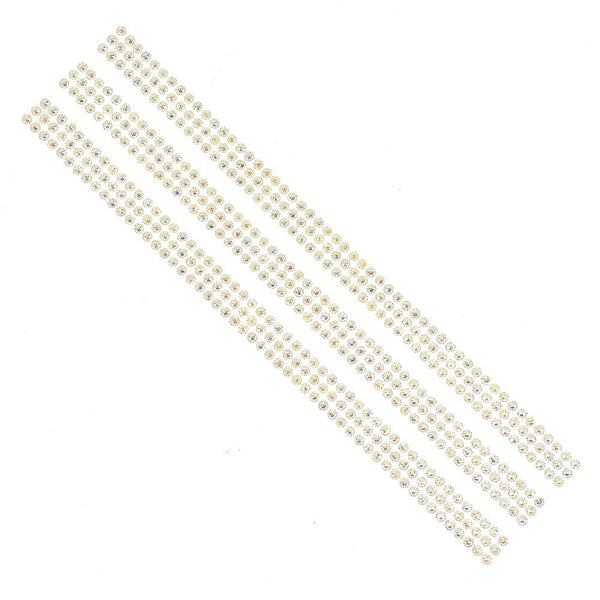 Self Adhesive Rhinestone Stickers, White, 11-1/8-Inch, 3-Strips