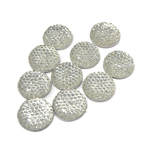 Round Self Adhesive Diamond Cluster Gems, Clear, 16mm, 10-Count