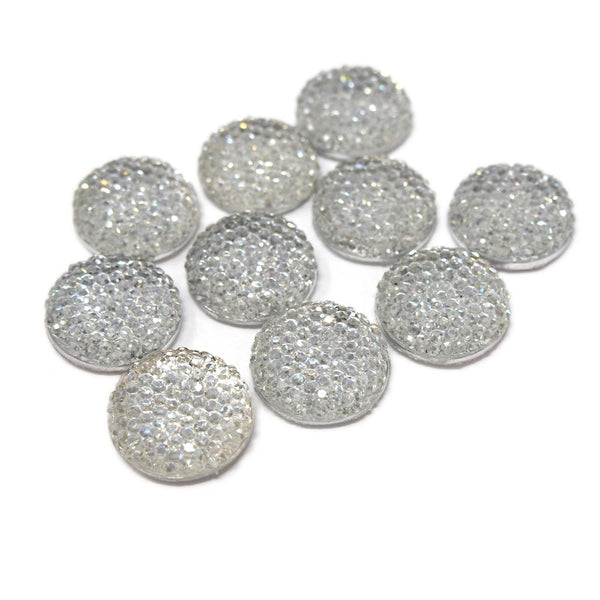 Round Self Adhesive Diamond Cluster Gems, Clear, 18mm, 10-Count