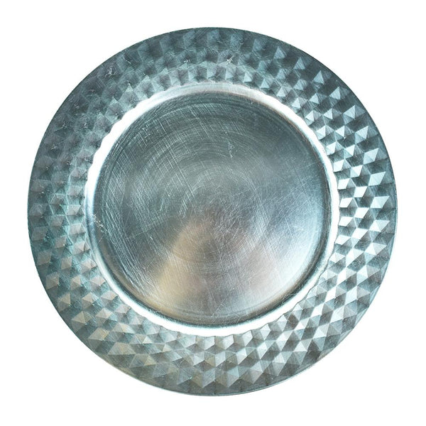 Geometric Style Charger Plate, Aqua, 13-Inch, 1-Count