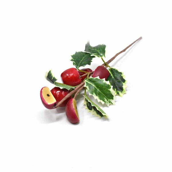 Artificial Apple and Holly Pick, Red, 9-Inch, 12-Piece