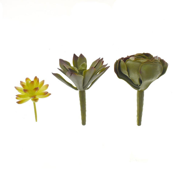 Various Artificial Succulent Flower Picks, 3-Piece