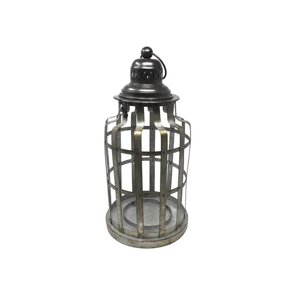 Galvanized Round Metal Cage Lantern, 17-Inch
