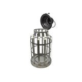 Galvanized Round Metal Cage Lantern, 17-Inch
