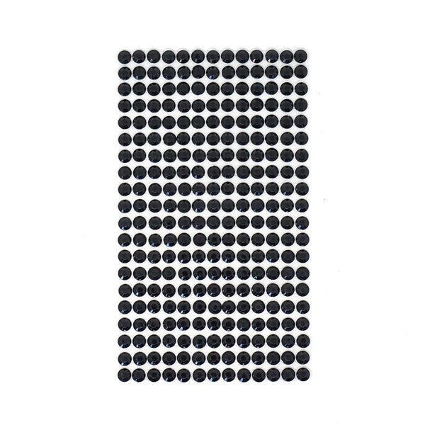 Round Adhesive Diamond Gem Stickers, 6mm, Black