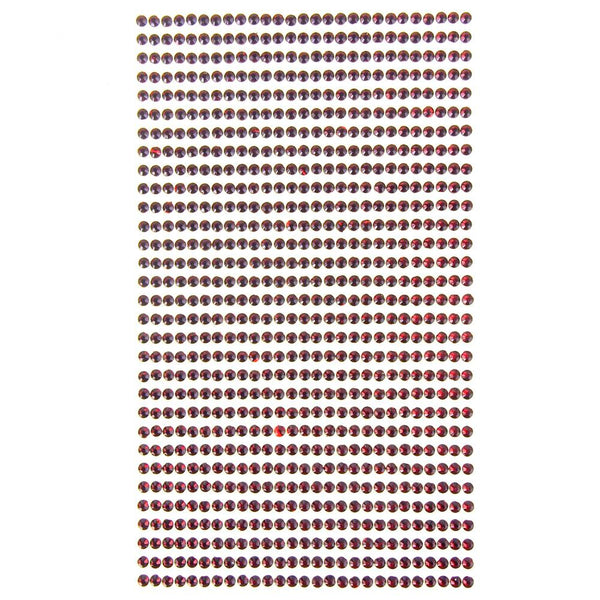 Round Adhesive Diamond Gem Stickers, Ruby, 3mm