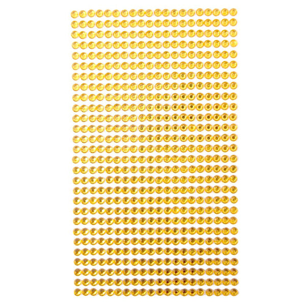 Round Adhesive Diamond Gem Stickers, Gold, 4mm
