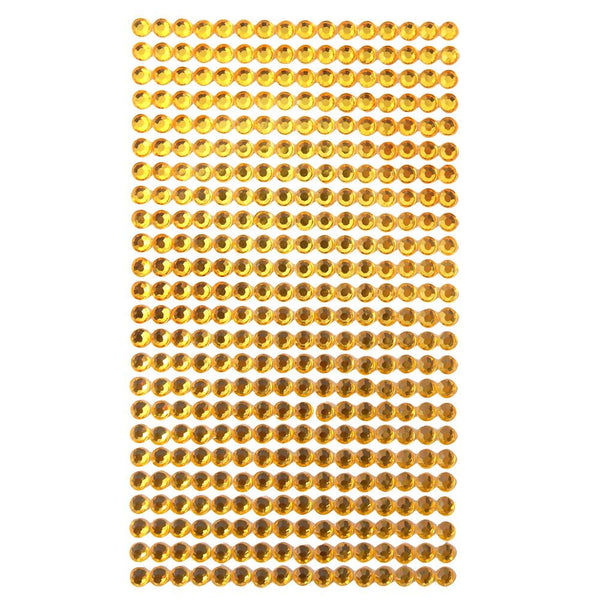 Round Adhesive Diamond Gem Stickers, Amber, 5mm