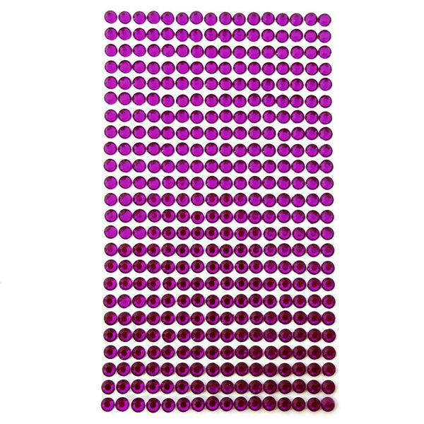 Round Adhesive Diamond Gem Stickers, Violet, 5mm