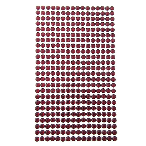 Round Adhesive Diamond Gem Stickers, Ruby, 5mm