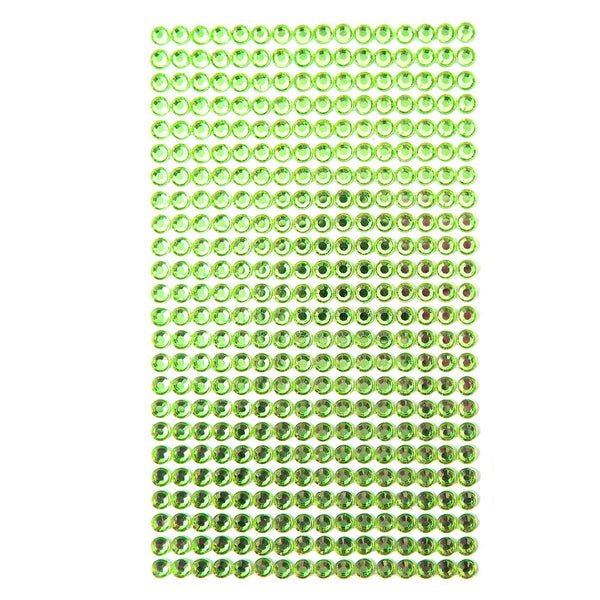 Round Adhesive Diamond Gem Stickers, Lime, 5mm