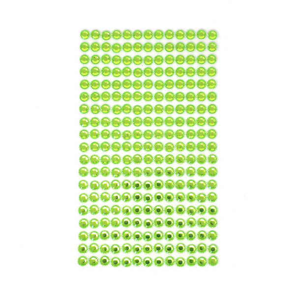 Round Adhesive Diamond Gem Stickers, Lime, 6mm