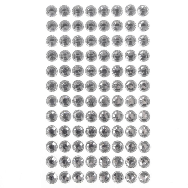 Round Adhesive Diamond Gem Stickers, Clear, 10mm