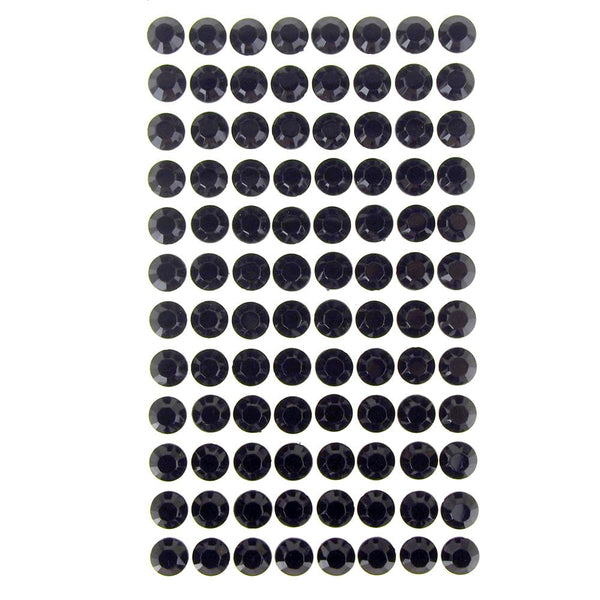 Round Adhesive Diamond Gem Stickers, Black, 10mm