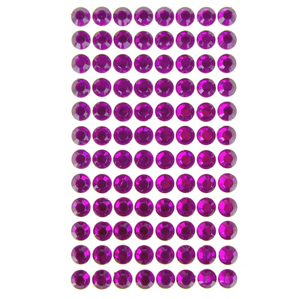 Round Adhesive Diamond Gem Stickers, Violet, 10mm