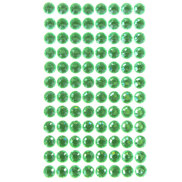 Round Adhesive Diamond Gem Stickers, Lime, 10mm