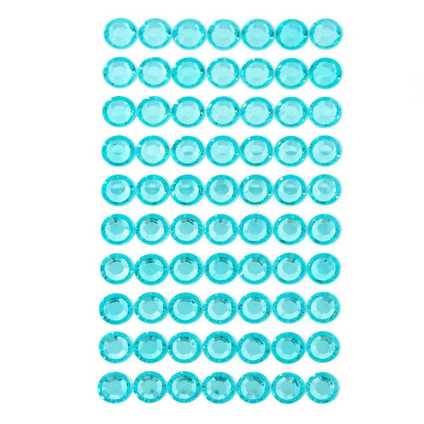 Round Adhesive Diamond Gem Stickers, Ice Blue, 12mm