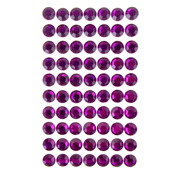 Round Adhesive Diamond Gem Stickers, Violet, 12mm