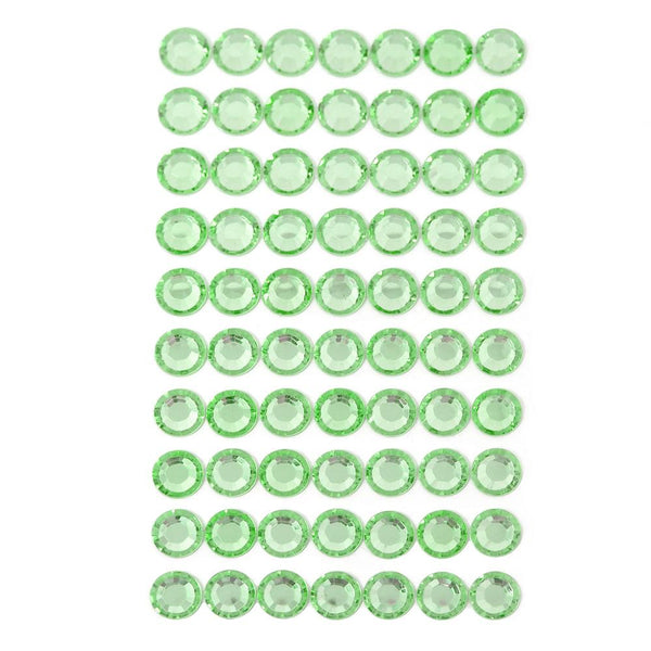 Round Adhesive Diamond Gem Stickers, Lime, 12mm