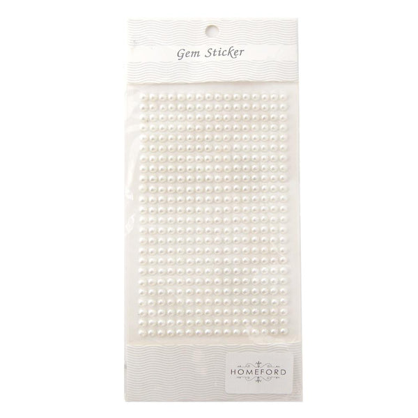 Round Adhesive Flat Back Pearl Stickers, Ivory, 5mm