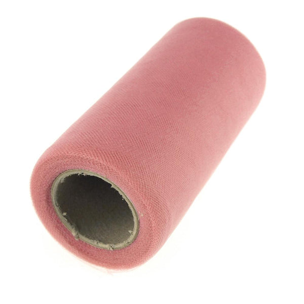 Premium American Tulle Spool Roll, Made in the USA, 6-Inch, 25 Yards, Dusty Rose