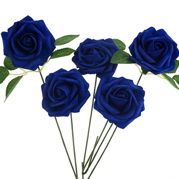 Latex Foam Artificial Rose Stems, Royal Blue, 9-1/4-Inch, 25-Count