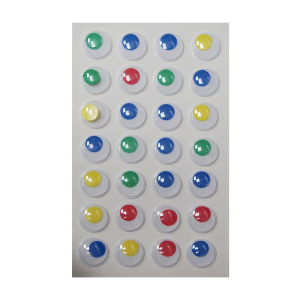 Small Googly Eyes Self Adhesive Sticker, Assorted Color, 3/4-Inch, 28-Count