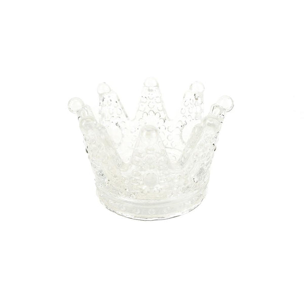 Regal Hobnail Crown Glass Candle Holder, Clear, 3-Inch