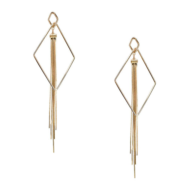 Hanging Diamond Tassel Earrings, 6-Inch