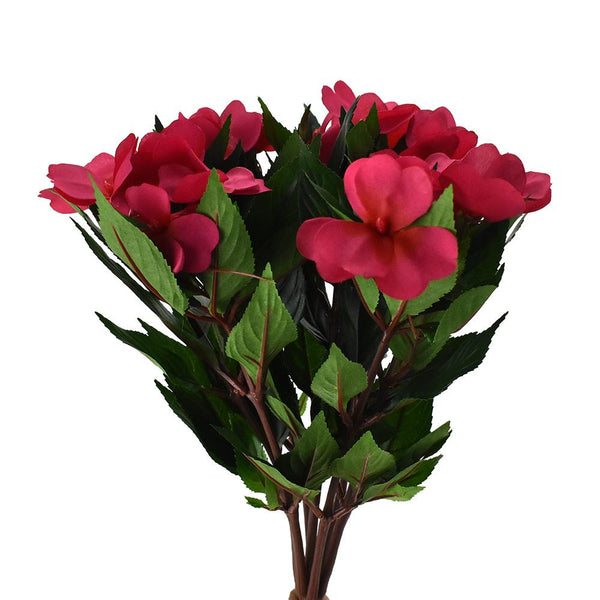 Artificial New Guinea Impatiens Spray, Magenta, 13-1/2-Inch