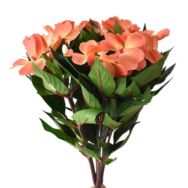Artificial New Guinea Impatiens Spray, Salmon, 13-1/2-Inch