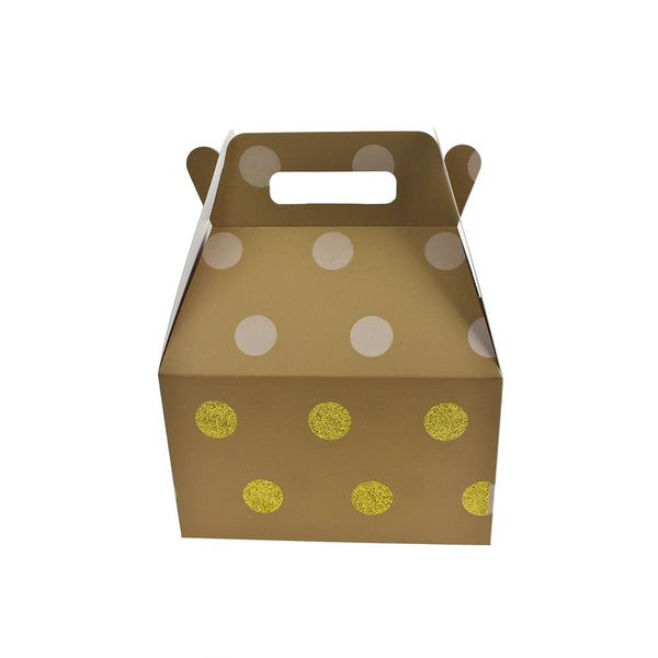 Glitter Polka Dot Cardboard Favor Box, 5-1/4-inch, 4-Count, Gold
