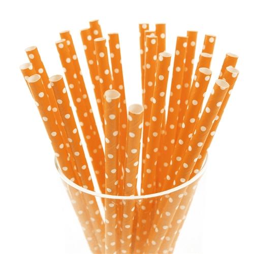 Small Dots Paper Straws, 7-3/4-inch, 25-Piece, White/Willow