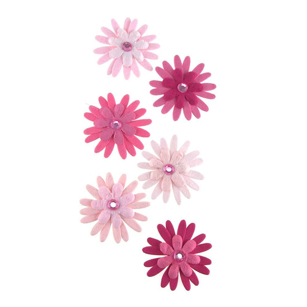 Self Adhesive Paper Flowers 3D, 1-1/2-Inch, 6-Count, Pink Berry