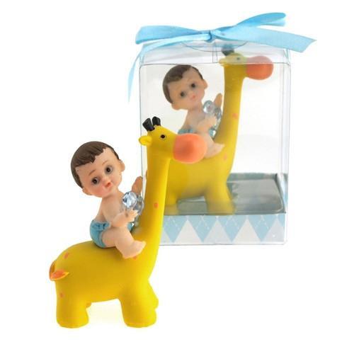 Pacifier Baby Giraffe Ride Polyresin Favors, 2-3/4-Inch, Light Blue