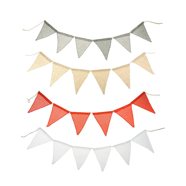 Faux Jute Triangle Banner, 6-Inch x 8-Inch, 6-Count