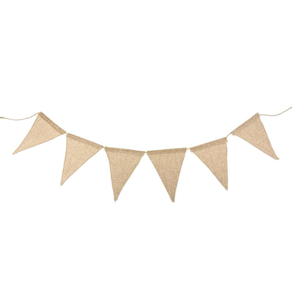 Faux Jute Triangle Banner, 9-1/2-Inch x 12-Inch, Natural, 6-Count