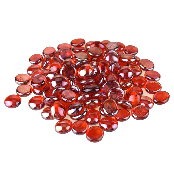 Flat Glass Marble Gems, 15-Ounce, 80-Count, Red