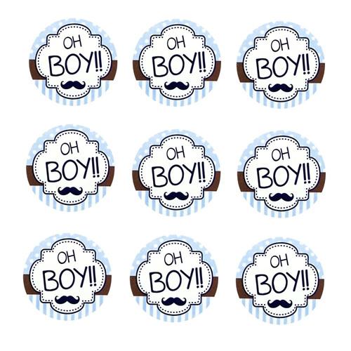 Oh Boy Seal Paper Stickers, Light Blue, 1-Inch, 24-Count