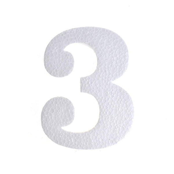 Craft Styrofoam Number Cut Out "3", 4-3/4-Inch, 12-Count