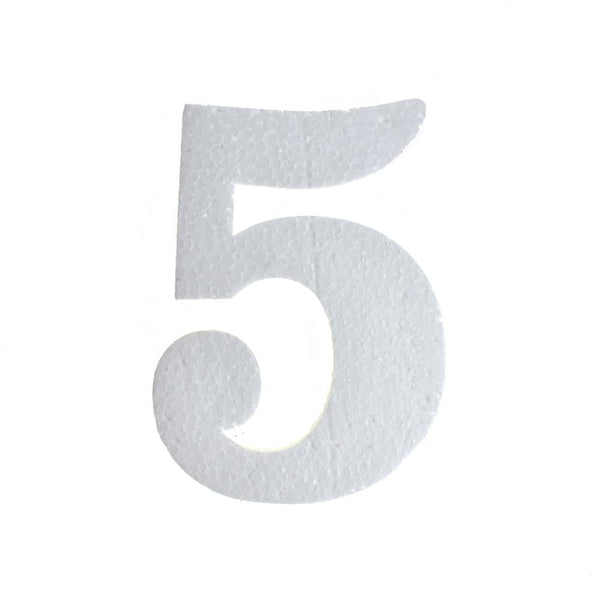 Craft Styrofoam Number Cut Out "5", 4-3/4-Inch, 12-Count