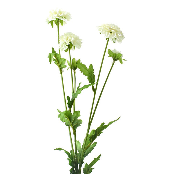 Artificial Pom-Pom Mum Spray, Cream, 27-Inch