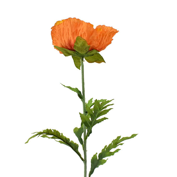 Artificial Poppy Flower Spray, 28-Inch, Orange