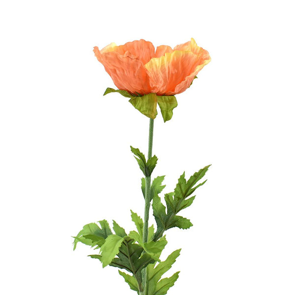 Artificial Poppy Flower Spray, 28-Inch, Peach