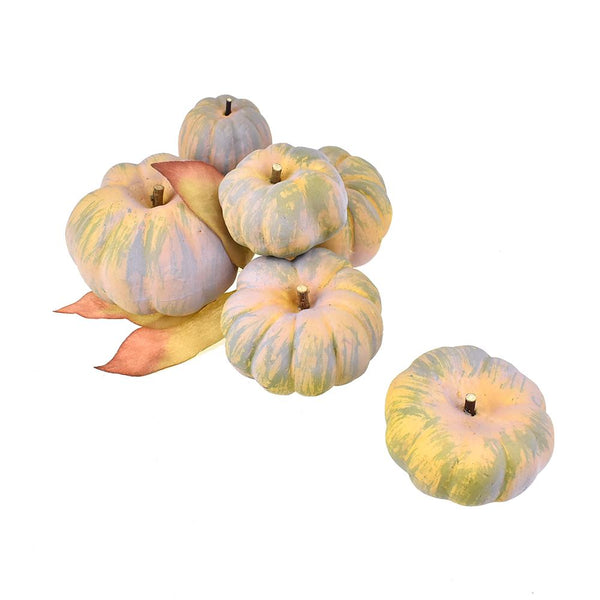 Artificial Bagged Pumpkins Fall Decor, Assorted, 6-Piece, Natural