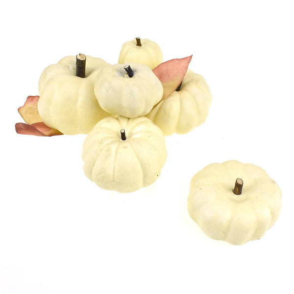 Artificial Bagged Pumpkins Fall Decor, Assorted, 6-Piece, White